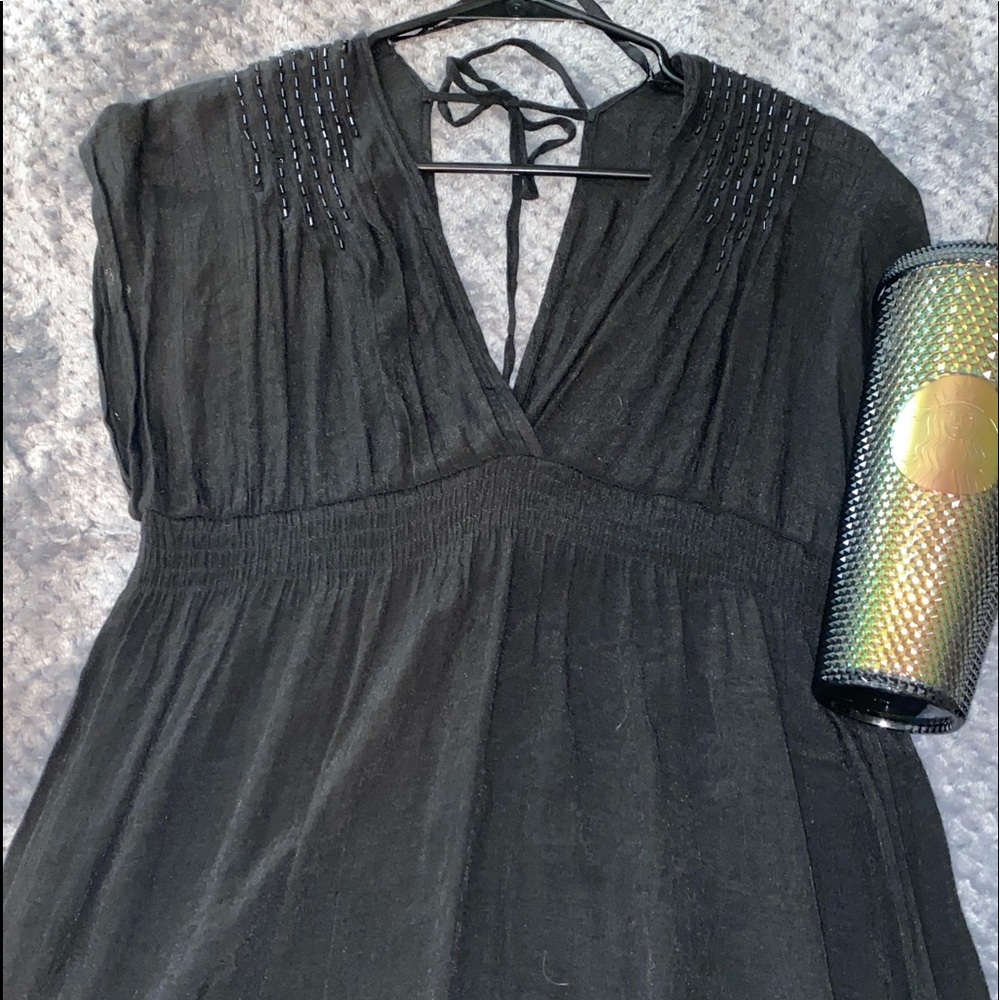 Papaya Plunge neck/ back Beaded Blouse